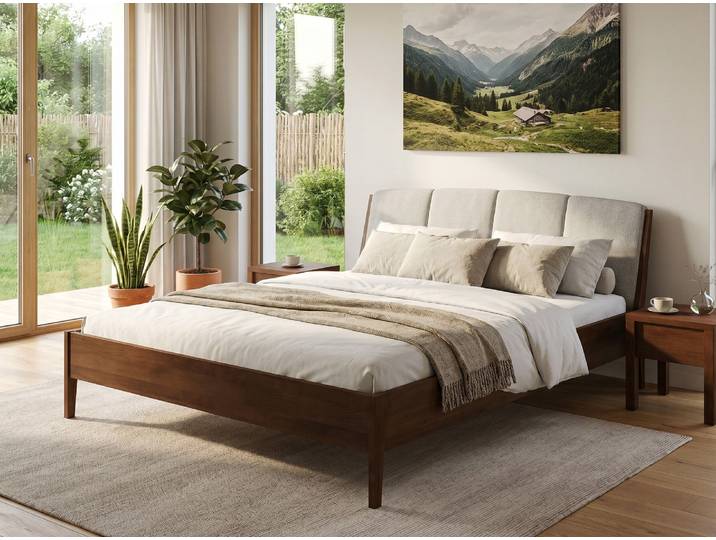 Bett Kernbuche Dunkel „Oliver“ 140 x 220 cm Massivholz Buche Dunkel