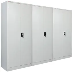PROREGAL Mega Deal 3x Flügeltürenschrank ELEPHANT Metall Spind komplett montiert abschließbar 180x80x40cm Kleiderstange Stahlschrank Lichtgrau