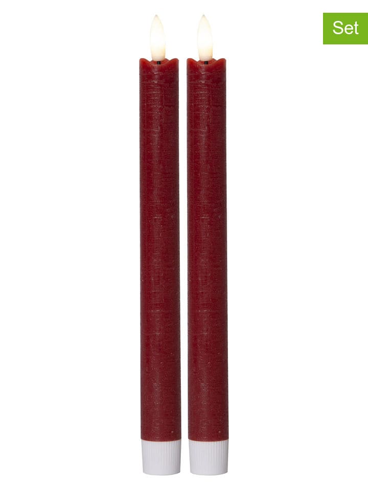 STAR Trading 2er-Set: LED-Kerzen "Flamme", in Rot - (H)24,4 cm - onesize