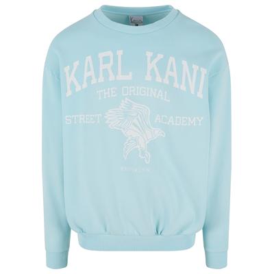Rundhalspullover KARL KANI "Karl Kani Karl Kani Kani Street Academy OS Crew", Herren, Gr. S, blau (light blau), 65% Baumwolle, 35% Polyester, mehrfarbig, oversize, Rundhals, Pullover Rundhalspullover