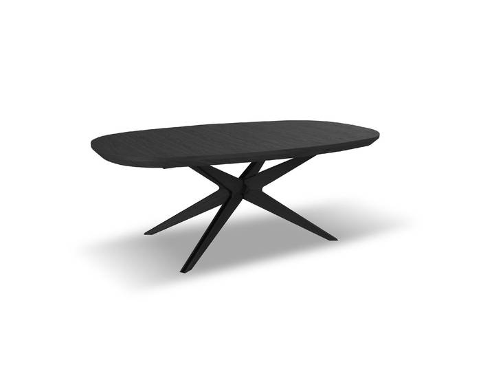 Ausziehbarer Esstisch BASTION Schwarz Für Wohnzimmer und Esszimmer 200-300 x 110 x 76 cm, Rechteckig