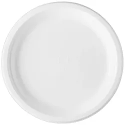 MONOUSO - Teller Zuckerrohr-Fasern Bagasse Weiß Ø25,3cm (50 Stück)