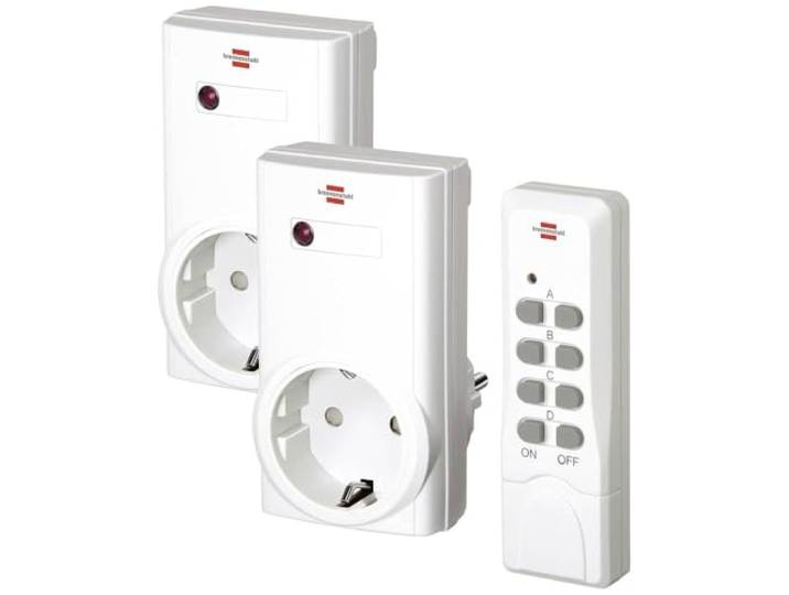 Brennenstuhl Draadloze schakelset RCS 1000 N Comfort, set van 2 draadloze stopcontacten (raspberry pi met handzender en verhoogde aanraakbescherming) wit