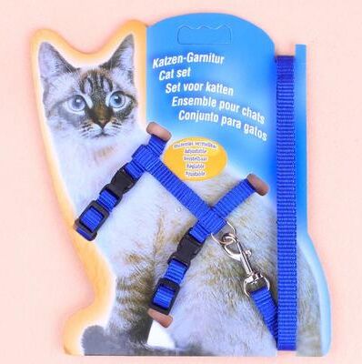 Inspired Living Adjustable Cat Harness And Leash Set For Safe Outdoor Walks blue