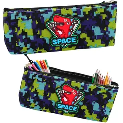 Space Federmäppchen Dinosaurier Pixel Blau Grün 20x8cm