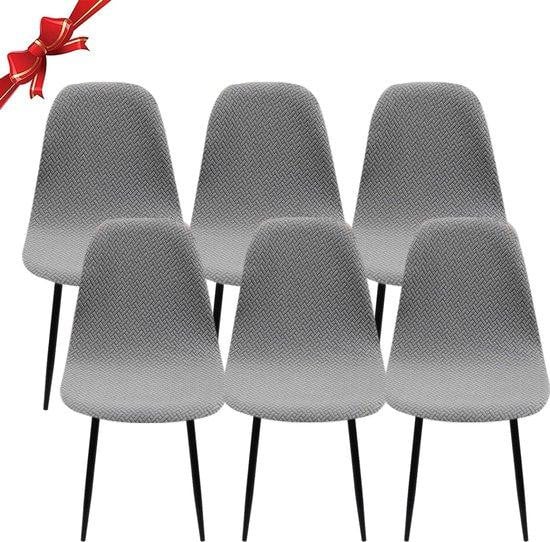Famanu Set van 6 Stretch Stoelhoesjes voor Eetkamerstoelen, Lichtgrijs