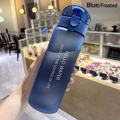 Multicon Wholesale Hub Leakproof Sports Water Bottle, Transparent Drinking Bottle, Portable Frosted Gym Travel Bottle blue frosted