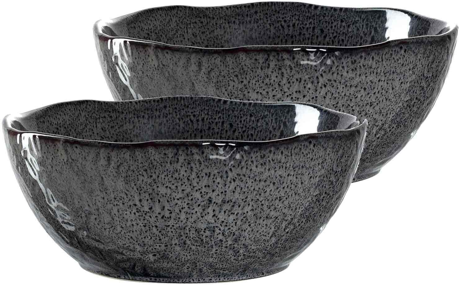 Schale LEONARDO "Salatschüsseln Matera ø 24 cm 2er Set", grau (anthrazit), Schüsseln, Schale