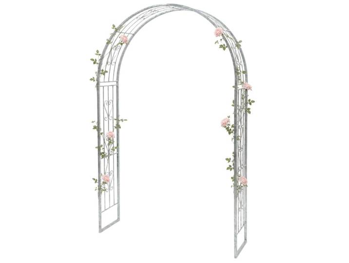 DanDiBo Dandibo Rosenbogen Verzinkt Massiv 150 cm Torbogen 96520 Wetterfest Rundbogen Volleisen Rankhilfe Gartenbogen Feuerverzinkt, Grau, Metall, 150x222x34 cm, Dekoration, Gartendeko