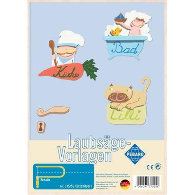 PEBARO 375/5S - Laubsägevorlage Türschilder I, 1 Platte, Größe DIN A4
