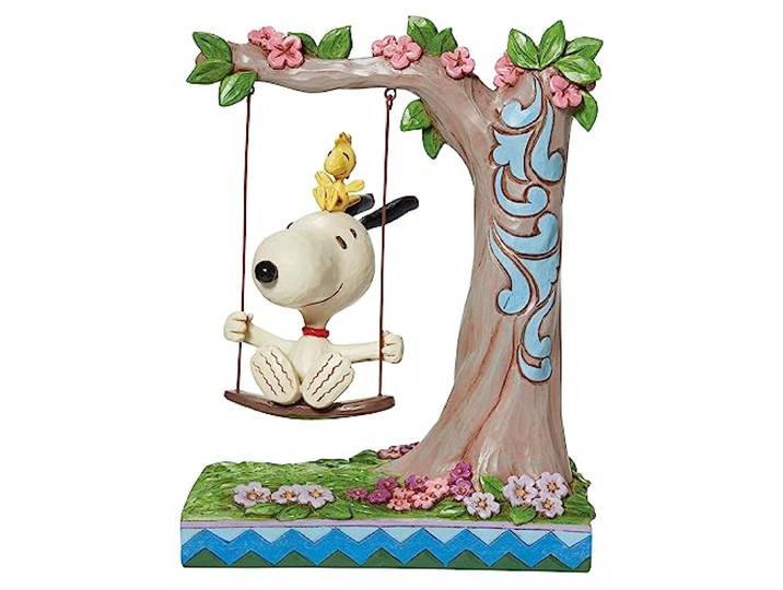 Enesco Jim Shore 6011961 Peanuts Snoopy und Woodstock auf Schaukel, 20,3 cm hoch, mehrfarbig