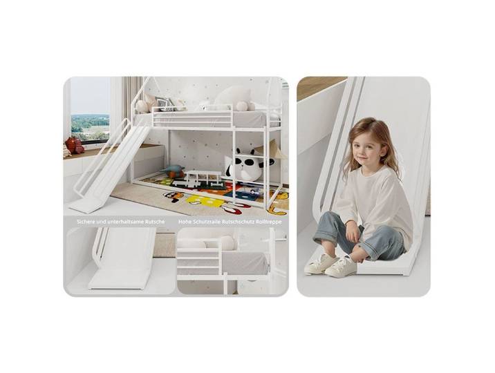 Twin über Twin Etagenbett mit Rutsche für Kinder Schlafzimmer maison en forme de cadre de lit w / escalier pas de ressort