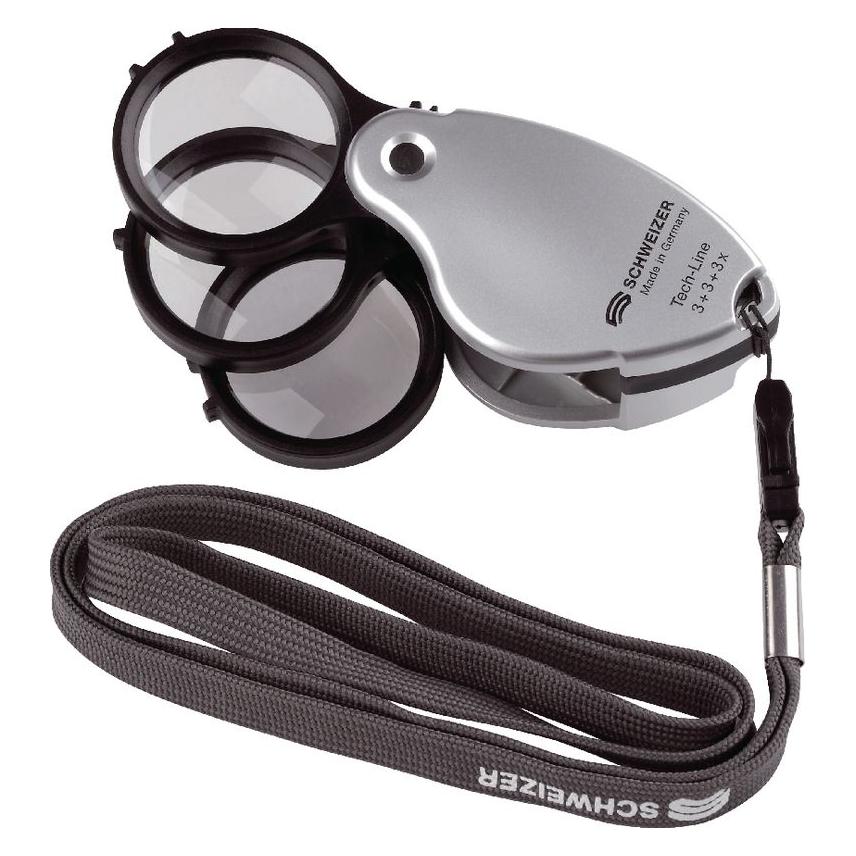 Schweizer Optik Präzisions-Klapplupe mit Dreifachlinse (53350)