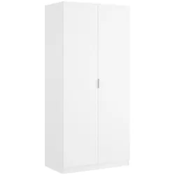 Dmora Kleiderschrank Giovo, Garderobe für Schlafzimmer, Kleiderschrank mit 2 Flügeltüren, 81x52h184 cm, Weiß