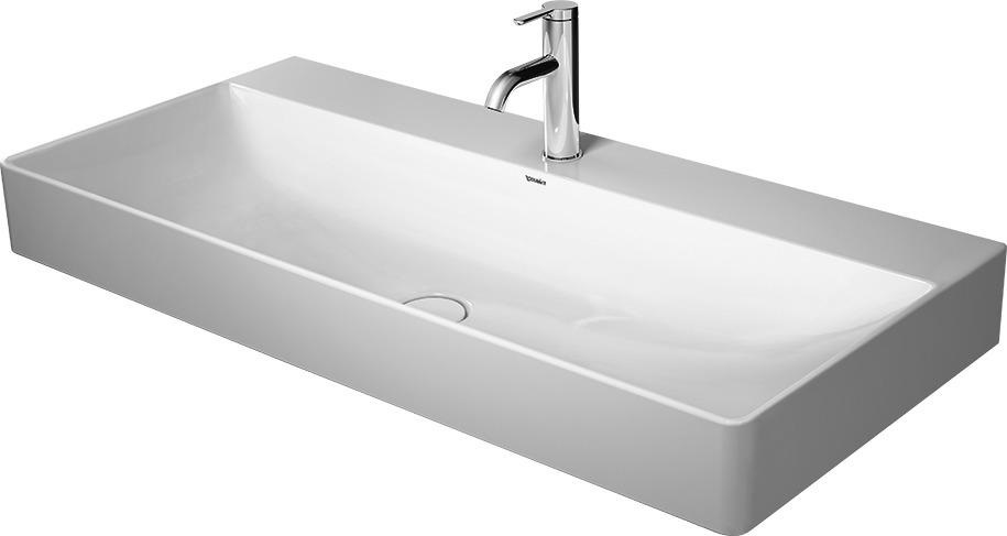 Duravit Waschtisch DURASQUARE ohne Überlauf, mit Hahnlochbank, geschliffen, 1000 x 470 mm ohne Hahnloch weiß