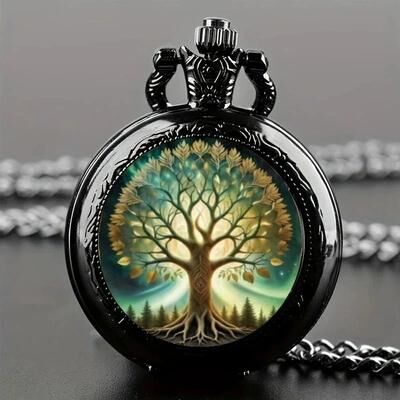 Uplift Picks Retro Dragon Pocket Watch Quartz Vintage Antique Style Pendant Watch red