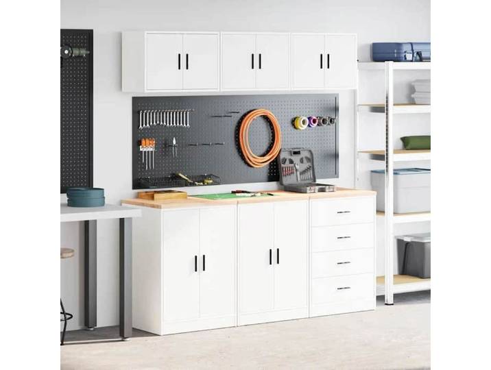 Armoires de garage 6 pcs blanc bois d'ingénierie armoire de rangement de garage armoire de rangement établi de 3328341