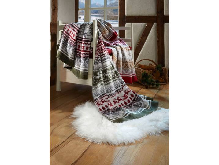 Kuschelige Wohndecke mit winterlichen Motiven, Grün