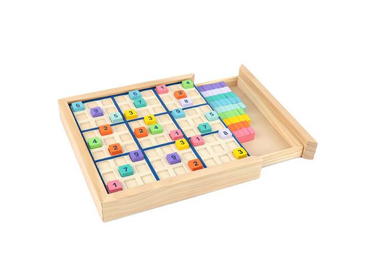 MIMI Deluxe Puzzle de Grille de Jeu de Société en Bois de 9 Carrés de Sudoku Cadeau pour Enfants et Adultes