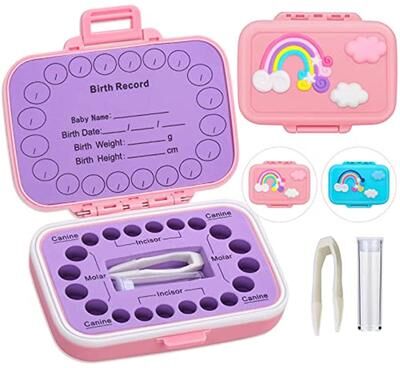 Perfect Picks Market Baby Teeth Keepsake Box, Colored Tooth Holders, Teeth Lanugo Storage Saver For Boys Girls, Container Organizer For Lost pink