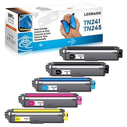 Losmann 5x tonercartridges compatibel met Brother TN-241 TN-245 voor HL-3140CW HL-3142CW HL-3150CDN HL-3150CDW HL-3152CDW HL-3170CDW HL-3172CDW DCP-9015CDW DCP-9020CDW DCP-9022CDW MFC-9130CW MFC-9140CDN
