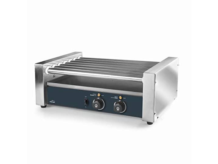 LACOR - 69547 - Wurstgrill, Professionelle Wurstmaschine, 7 Walzen mit 360º Drehung, Edelstahl, 2 Kochzonen, Temperatur 30ºC-170ºC