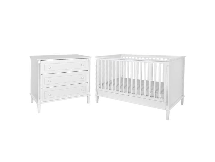 Lit évolutif 70x140 et commode 3 tiroirs Novelies Bianka Blanc