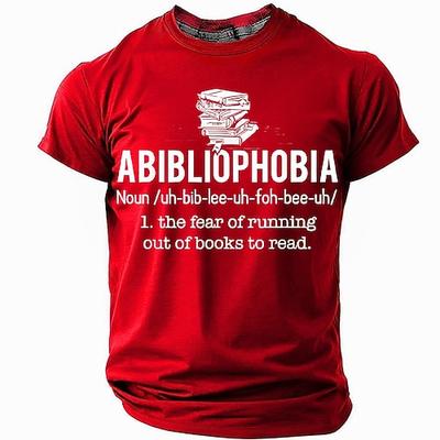 Herren Grafik T-Shirt Abibliophobie Buchliebhaber Lesen Lustiges Kurzarm Tee