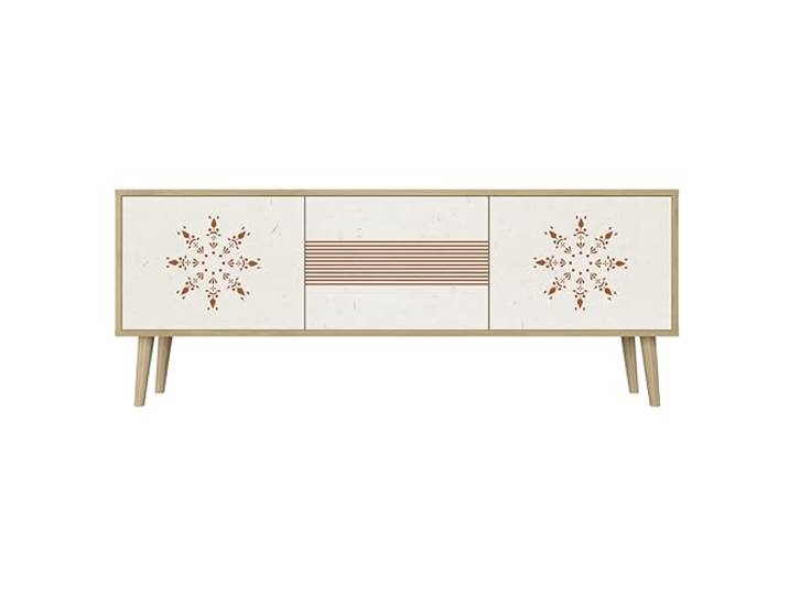 Healancy Biomedical TV Schrank mit Türen - Kommode - Fernsehschrank - Lowboard - Fernsehtisch - Wohnzimmer Möbel - Board mit Stauraum - Tisch - Sideboard - Fernsehrregal Riva-Eiche