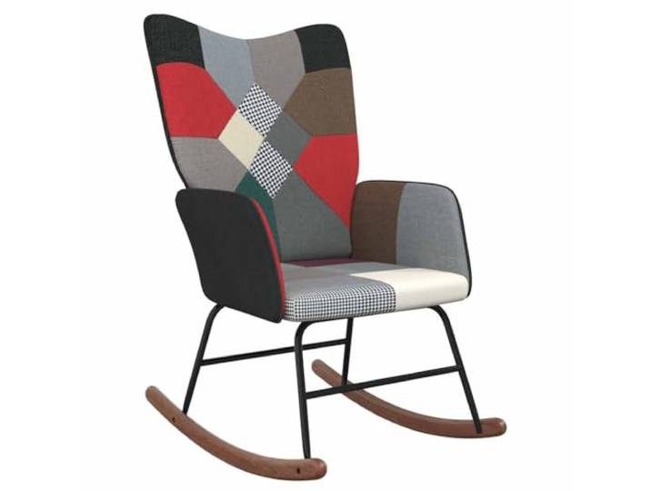 vidaXL Schaukelstuhl, Sessel Schwingstuhl mit Armlehne, Schaukelsessel Relaxstuhl Wohnzimmer, Relaxsessel Schwingsessel, Patchwork Stoff