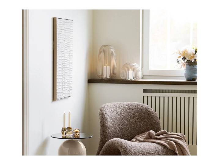 Kerzenhalter Varnoria – aus Metall gefertigt - beige - Luxusbetten24