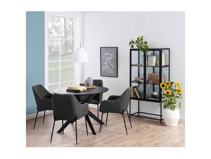 Esstisch Ø 105cm Weiß/Eiche Schwarz