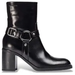 Wonders für Damen. I-9204_2763_5792 Leder-Stiefeletten Niete 04 Schwarz (41), 5 bis 8 cm, Reißverschluss, Lässig
