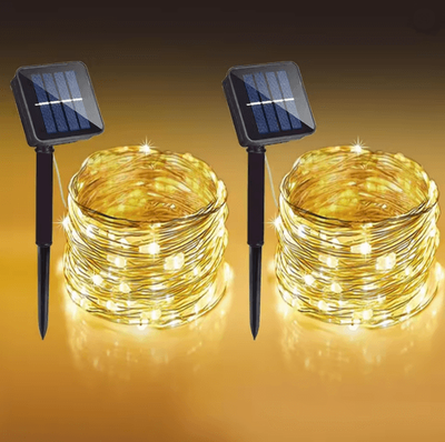 Inspire Essentials SunGlow Solar Fairy Lights Outdoor String With 8 Lighting Modes 31m 300led warm 2pcs