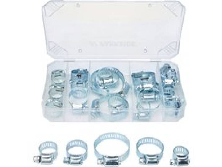 PARKSIDE® Assortiment de crochets et œillets / gaines thermorétractables / rivets pop / bagues d'étanchéité / colliers de serrage / colliers à oreilles (Assortiment de colliers de serrage. 26 pcs.)