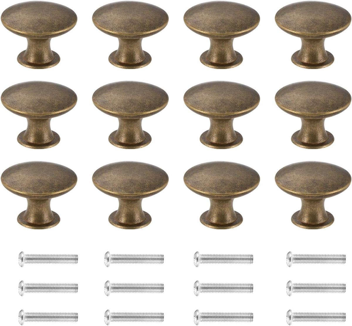 12 stuks Ladeknoppen Vintage Messing - Antieke Meubelknoppen - 30 mm