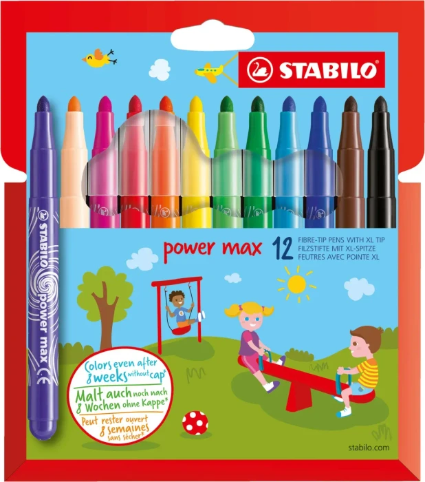 STABILO power max - 12er Set - 12 verschiedene Farben