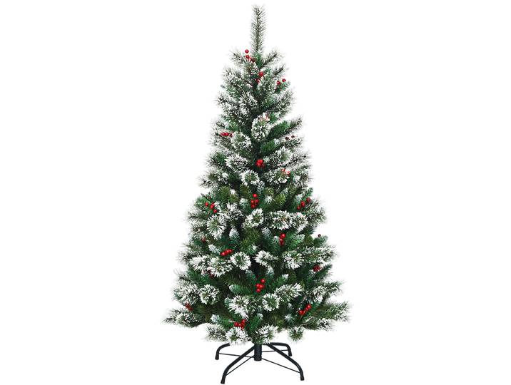 Kunstkerstboom 150cm met Sneeuwvlokken Rode Bessen en Groene Dennenappels