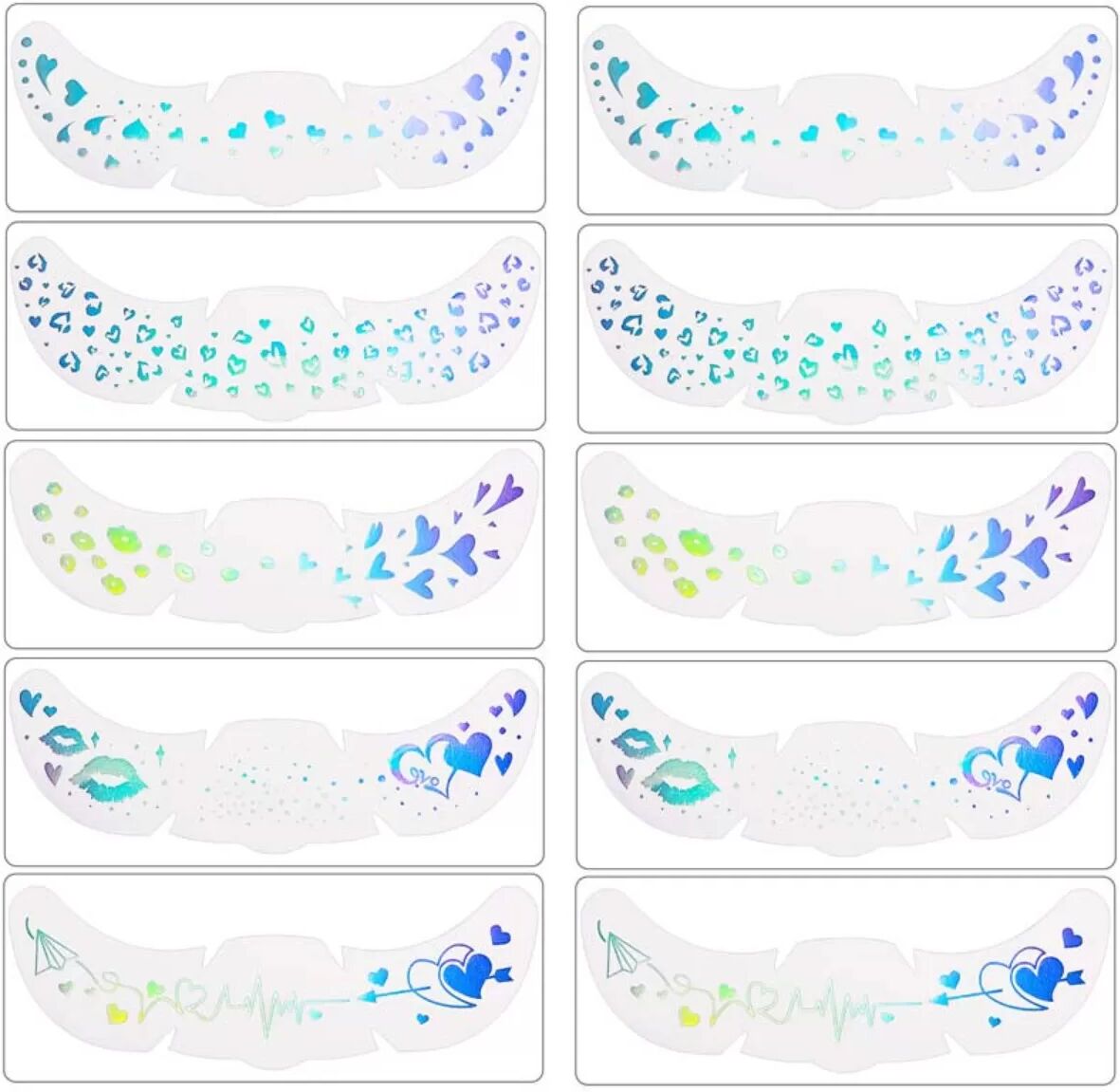 INF Autocollants de Tatouages ​​Éphémères pour le Visage Couleurs Mélangées - Taches de Rousseur Holographiques, Décalcomanies