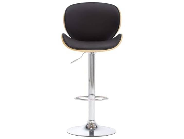 Barstuhl aus schwarzem Kunstleder mit Holzrahmen und verchromtem Verstellbarer Hochstuhl, integrierte Fußstütze, ergonomisches Design, einfache Pflege, 110 kg Kapazität