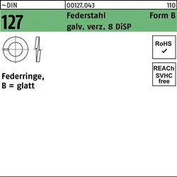 Federring DIN 127 B 8 Federstahl galv.verz. 8 DiSP 1000 Stück