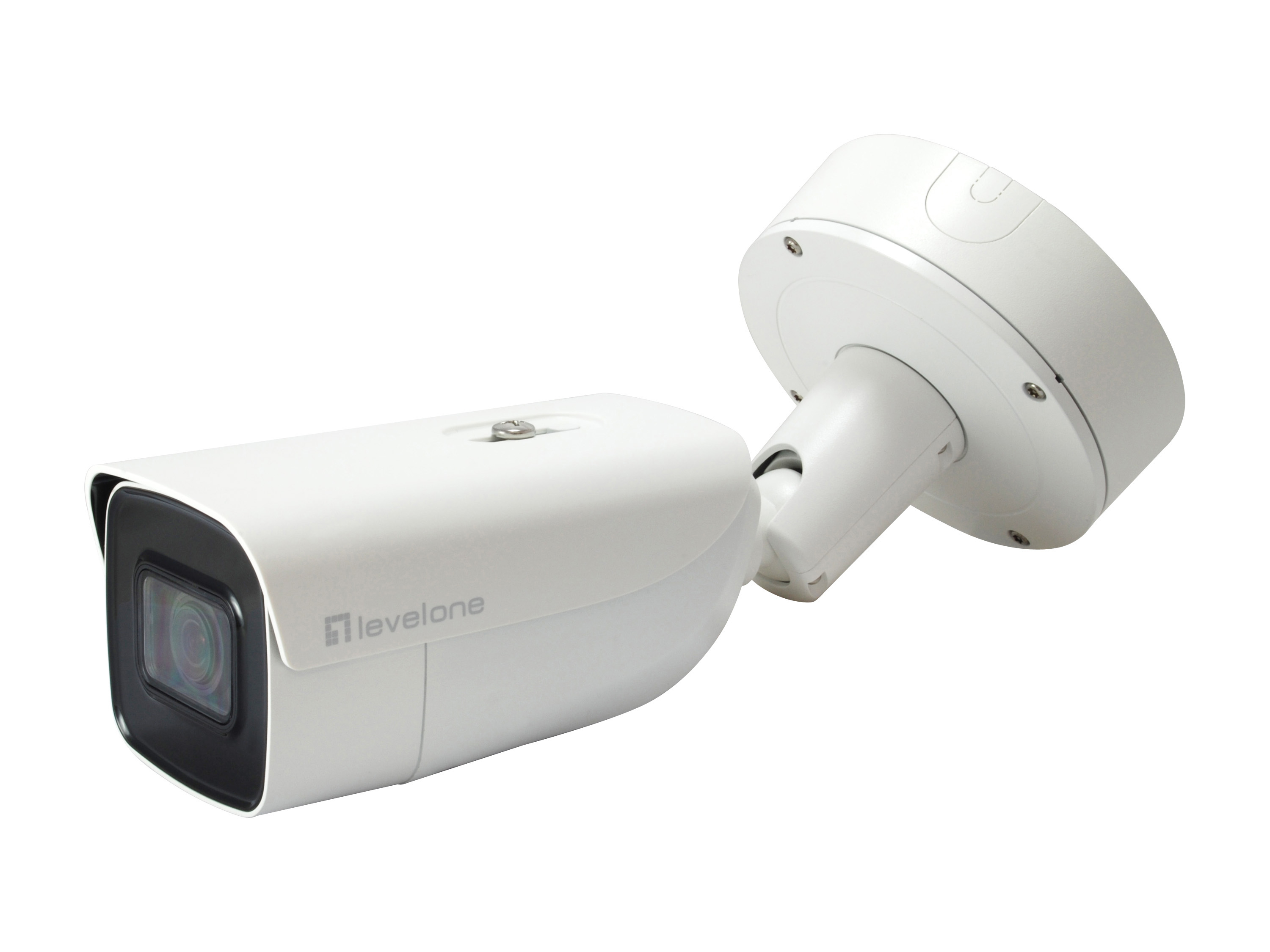 LevelOne Gemini Zoom IP Camera, 6-MP, H.265, 802.3at, Poe, IR LEDs, Indoor/Outdoor, Two-Way Audio, IP-Sicherheitskamera, Innen & Außen, Kabelgebunden, Boden / Wand, Weiß, Patrone (Form)