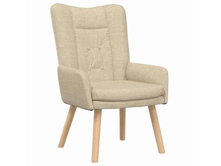 Creme Sessel 63 x 67 x 94 cm aus Polyestergewebe und Kautschukholz Stabile Beine aus Kautschukholz, Plüsch-Armlehnen, einfache Montage, sanfte Reinigung, universell für Wohnzimmer,