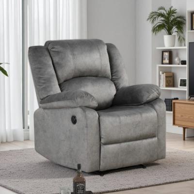 VIVIADORE Fabric Power Recliner Chair, Upholstered Lounge Armchair with Pillow-Top Armrests, 145° Adjustable Recline