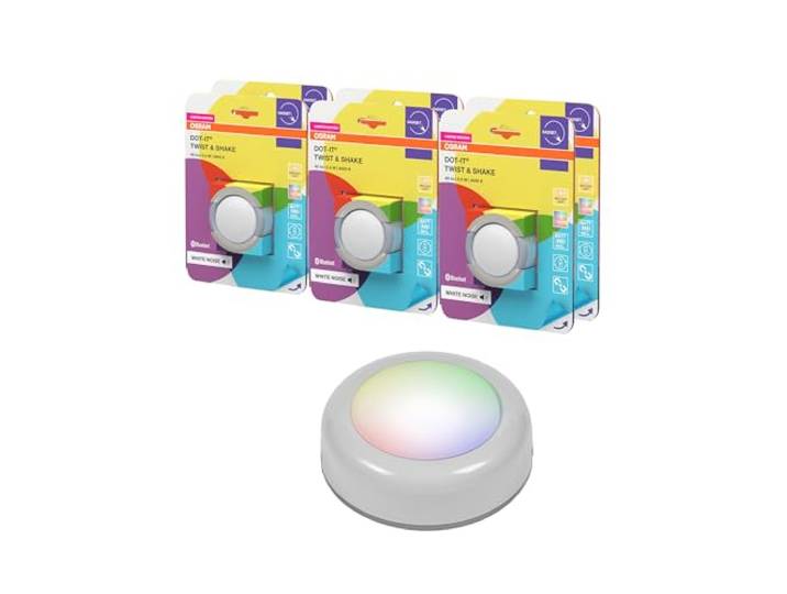 Osram SMART+ DOT-IT TWIST & SHAKE, smartes mobiles Nachtlicht oder Kinderlicht mit 16 Mio RGB Farben, steuerbar über Druck & Rotation oder App, magnetisch, Schlaffunktion mit Ambientgeräuschen, 6er