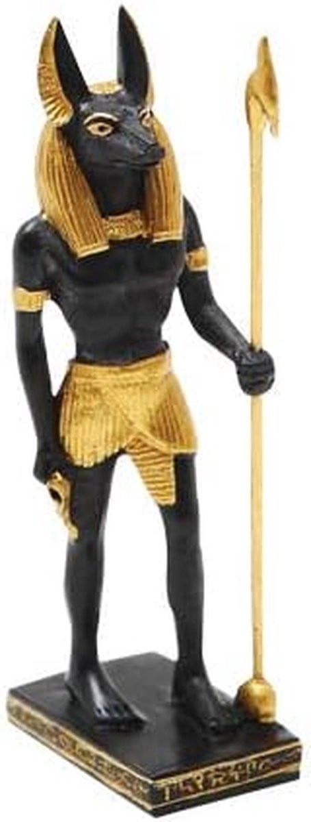Anubis Beeldje Egyptische Guardian Decoratief Zwart Grijs