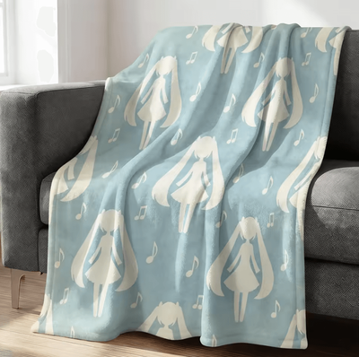 Inspire Curations Hatsune Miku Crayon Style Flannel Throw Blanket zy255 h 150x200cm 59x79in
