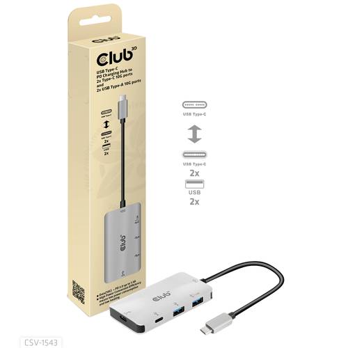 Club3D USB 3.2 Gen 1 (USB 3.0) Adapter [1x USB-C Stecker - 2x USB-C, USB 3.2 Gen 2 (USB 3.1)] Adapter USB 3.1 Typ C