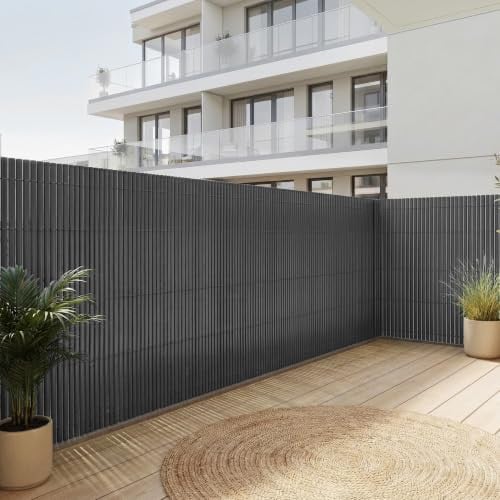 neu.haus Flexibel tuinscherm PVC grijs 90 x 300 cm