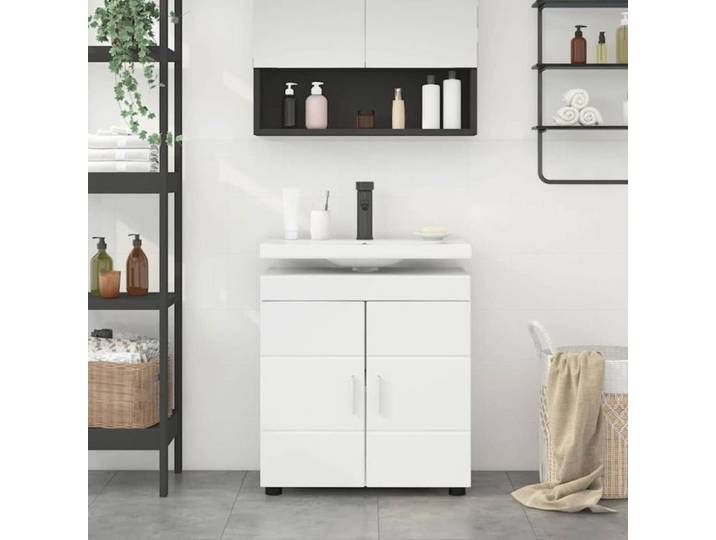 Meuble sous vasque - meuble vasque integree Vidaxl Ensemble de Meubles de Salle de Bain avec stockage TULUM Blanc